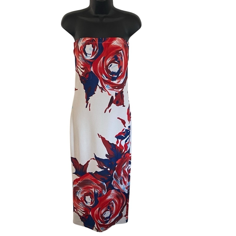 Good Time USA Ladies Tube Bodycon‎ Dress Red Cream Cocktail Party Summer Garden